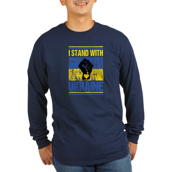 CafePress - Support Ukraine I Stand With Long Sleeve T Shirt - Long Sleeve Dark T-Shirt