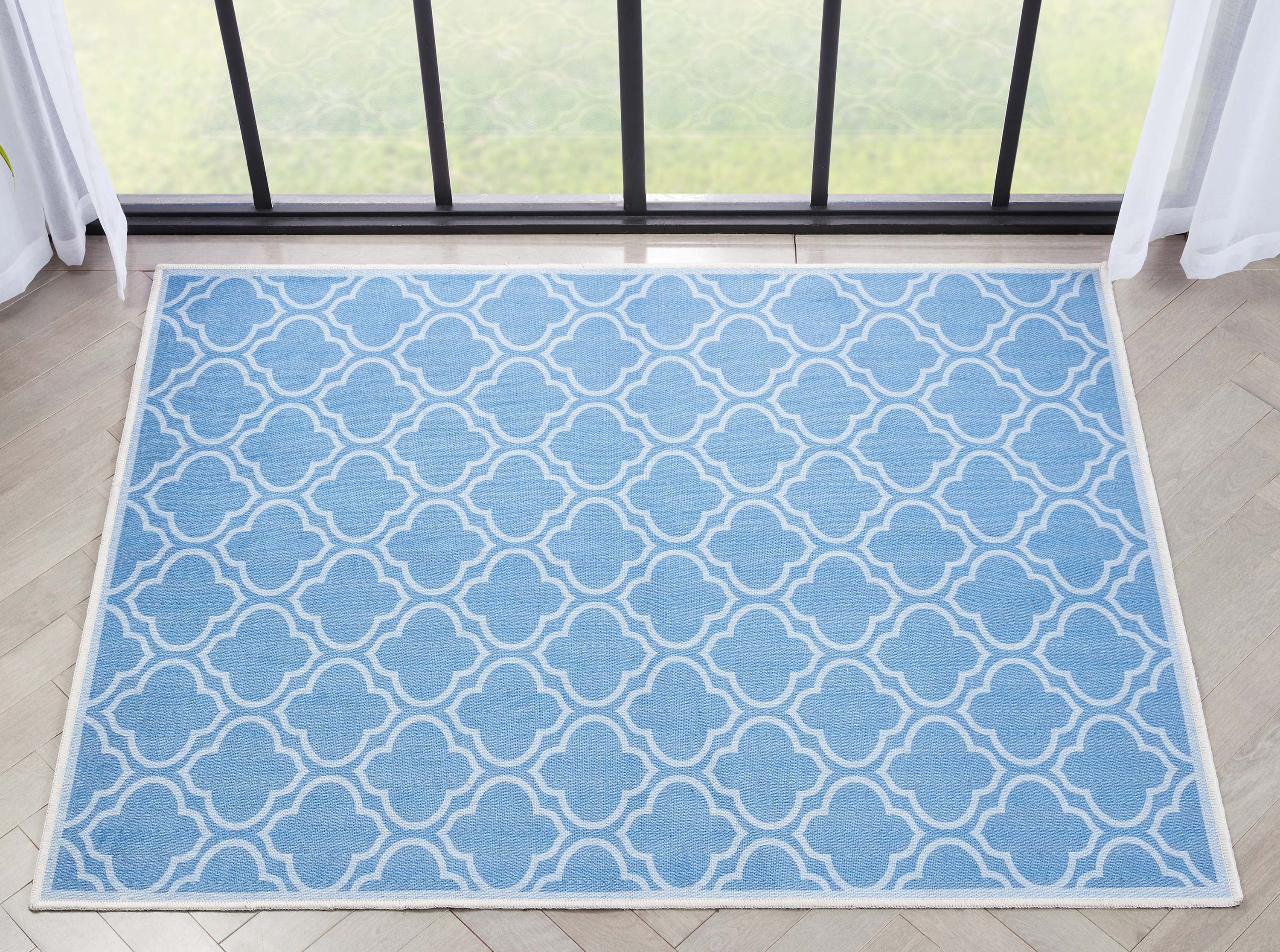 Well Woven Apollo Lattice Modern Moroccan Blue 3'3" x 5' Machine Washable Area Rug