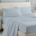 thumbnail image 5 of Purity Home 3-Piece 100% Cotton Sateen Bedsheet Set, Twin Light Blue  – 400 Thread Count, Wrinkle-Resistant, Soft & Breathable, Deep Pocket, 5 of 14