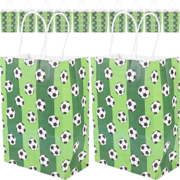 FUTUREORYY 12Ud Bolsa De Regalo Verde Con Impresión Fútbol Para Fiestas Con Decorativo Y Portátil