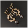 thumbnail image 4 of Long Five Pointed Star Moon Silver Needle Asymmetric Earrings, 4 of 9