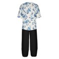 thumbnail image 5 of Yuwull Women's 2 Piece Outfits Casual Button Crewneck Floral Printed Short Sleeve Tops and Wide Leg Capris Pants Lounge Sets Tracksuits S-4XL （Available in Plus Size) On Clearance, 5 of 5