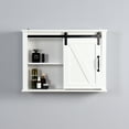 thumbnail image 3 of Bathroom Wall Mounted Storage Cabinet, SYNGAR Modern Hanging Storage Cupboard with Slide Barn Door and 4 Storage Compartments, Home Space Saving Storage Organizer for Washroom Kitchen, White, D1729, 3 of 9