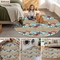 thumbnail image 6 of Summer Beach Round Living Room Rugs 6 ft, Starfish Shell Coral Coastal Vintage Brown Linen Washable Area Rug with Non-Slip Sturdy Edge Binding Round Carpet for Kitchen Office Bedroom, 6 of 9
