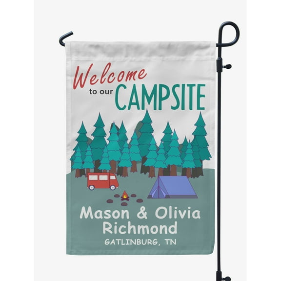 Printtoo White Welcome To Our Campsite Outdoor Personalized Camping Flags For Campers Double SidedFlagCampsiteFlagOutdoor Garden Sign