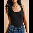 thumbnail image 4 of Camisetas Sin Mangas para Mujer, de Punto, con Cuello en U, Básicas e Informales de Verano. Negro XL, 4 of 9