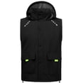 thumbnail image 3 of Men's Waterproof Cycling Vests with Hood, Lightweight Reflective Stretch Sleeveless Vest for Cycling, Running, Camping (S, Black), 3 of 7