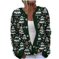 thumbnail image 2 of QATAINLAV Christmas Knit Sweater for Women Long Sleeve Button Down Lightweight Cardigans Xmas Tree Print Open Front Outerwear, Multicolor, M, 2 of 3
