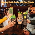thumbnail image 5 of Tiki Mugs Cocktail Set of 4 - Large Tumblers Ceramic Hawaiian Luau Party Mugs Drinkware, Cute Exotic Cocktail Glasses, Tiki Bar Professional Hawaiian Party Barware, 5 of 6