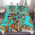 thumbnail image 1 of HAHDAXIA Cross Sunflower Print Bedding Solid Comforter Set for All Seasons,3 Pieces(1 Comforter+2 Pillowcases),Soft Microfiber Bedding Set Queen(90"x90"), 1 of 7