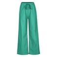 thumbnail image 4 of Admvng Pants for Women Long Solid Color Drawstring Pocket Ruffled Casual Sports Pants S-2XL, 4 of 6