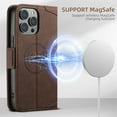 thumbnail image 3 of Allytech Wallet Case for iPhone 14 Pro, [Support Wireless Charging], Luxury PU Leather Kickstand Magnetic Clasp Cover with Card Slots & Cash Pocket, Shockproof Anti-Drop Protective Shell - Brown, 3 of 7