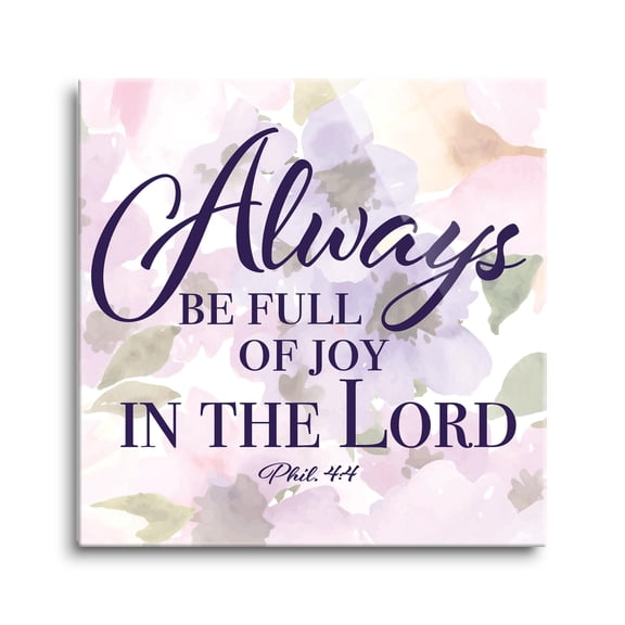 Always Joy Lord Lavender Floral 12 x 12 Glass Wall Hanging Sign