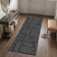 thumbnail image 3 of Hallway Runner Rug 2'x6', Black Boho Kitchen Runner Rugs Non-Slip Carpet Mats, Abstract Geometric Curves Lines Mminimalist Bedside Rugs Runners Washable Floor Carpet for Bathroom Laundry Room, 3 of 8
