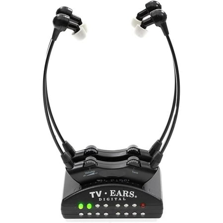 TV Ears Digital Wireless Headset System - Dual Headphones & Hearing Amplifier - Headphones for TV - Ideal for Seniors - Infrared Technology, Wireless Earbuds, Voice Clarifying - 11841 Black