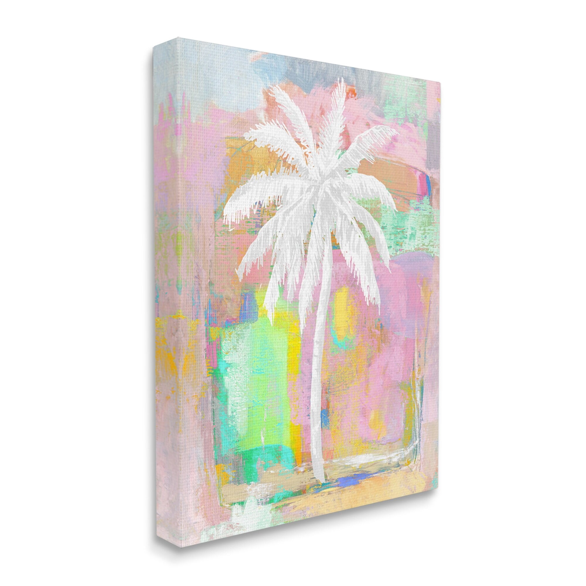 Stupell Industries Pastel Palm Tree Tropical Layered Brush Strokes Painting Gallery Wrapped Canvas Print Wall Art, Design by Kristen Dew