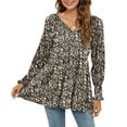 thumbnail image 5 of IROINNID Women's Casual Oversize Long Sleeve V-Neck Printed Puff Long Sleeve Tunic Top, 5 of 7