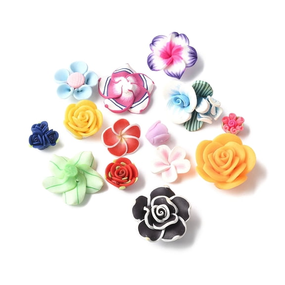 Handmade Polymer Clay Cabochons Flower Mixed color 12~33.5x10.5~30.5x5.5~18.5mm