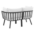 thumbnail image 6 of Lounge Loveseat Sofa, Aluminum, Metal, Steel, Grey Gray White, Modern Contemporary Urban Design, Outdoor Patio Balcony Cafe Bistro Garden Furniture Hotel Hospitality, 6 of 10