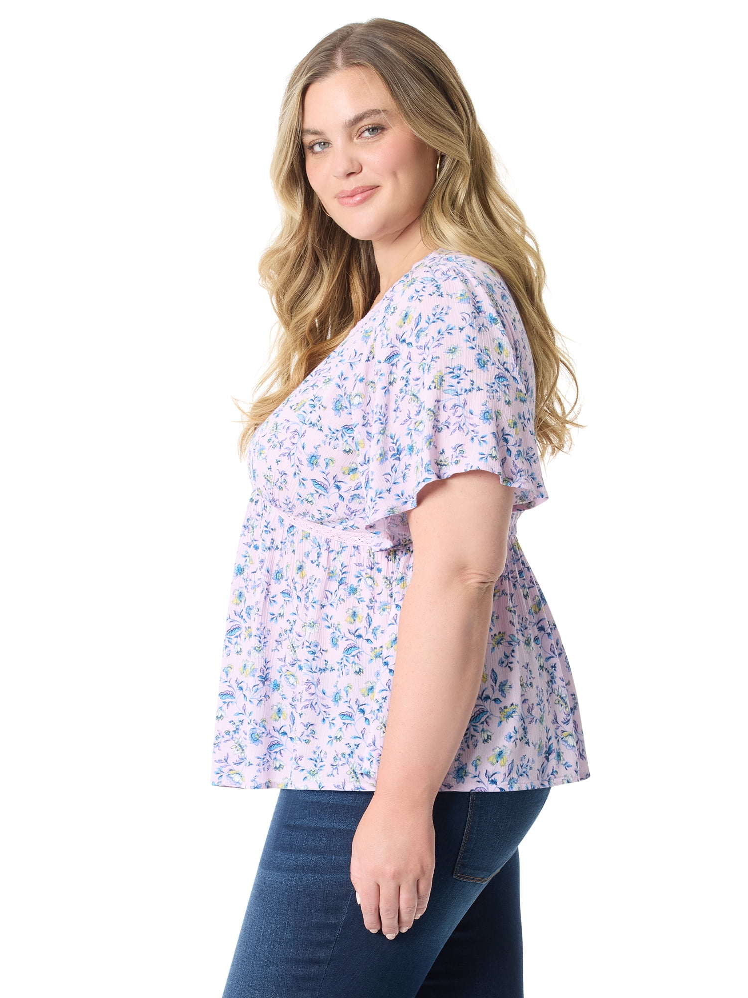 Jessica Simpson Women's Plus Oakleigh Baby Doll Peplum Top, Sizes 0X-5X