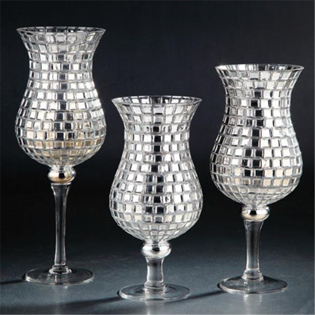 Diamond Star 51319 13 x 5.5 in. Glass Candle Holder, Silver Walmart