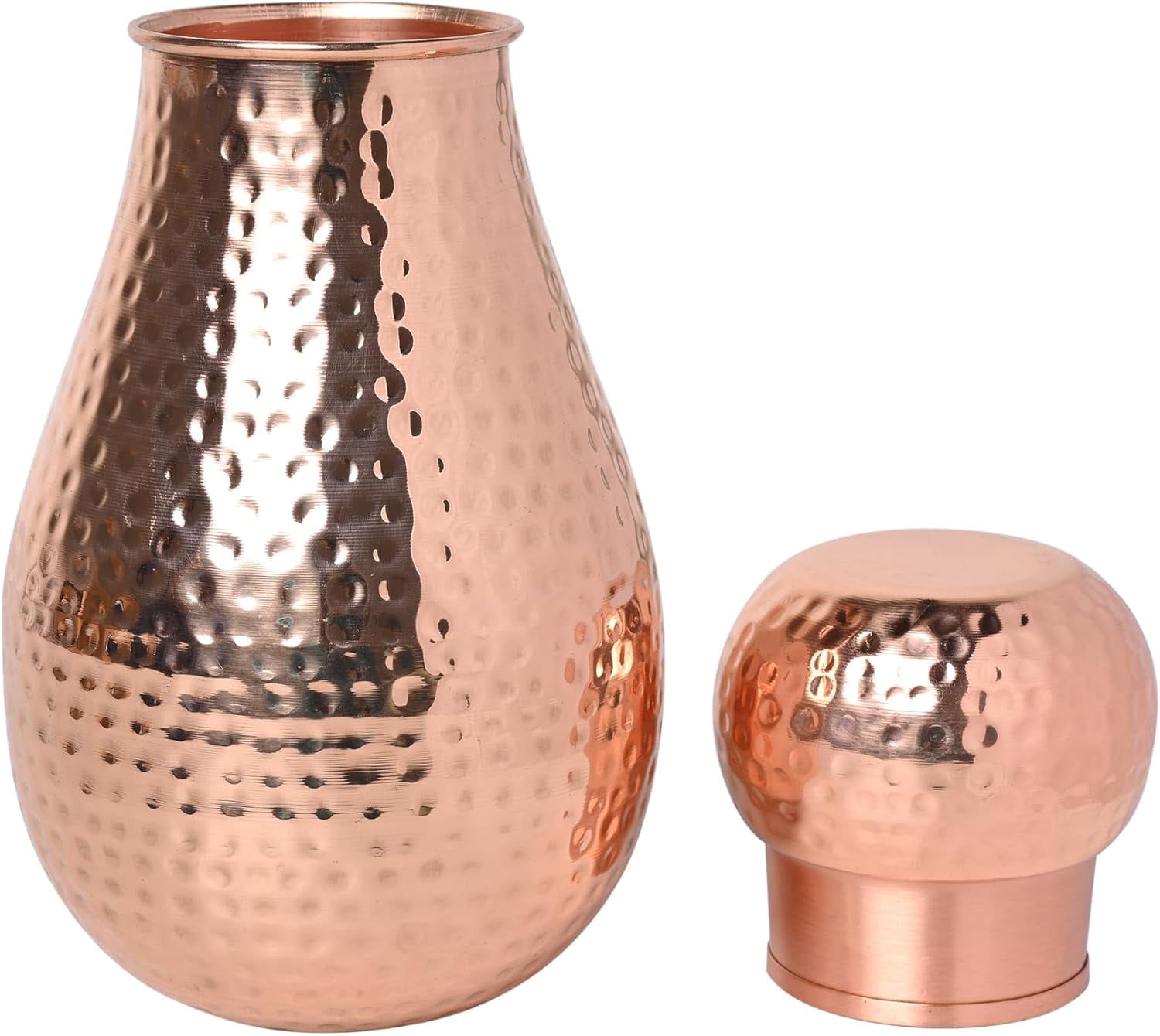 Pure Copper Bedside Water Carafe – 1.6L (54.10 fl oz) | Ayurvedic Health Benefits | Eco-Friendly Water Pitcher | Handcrafted in India
