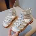 2024 Summer New Girls Solid Color Fashion Retro Open Toe Zipper Sandals