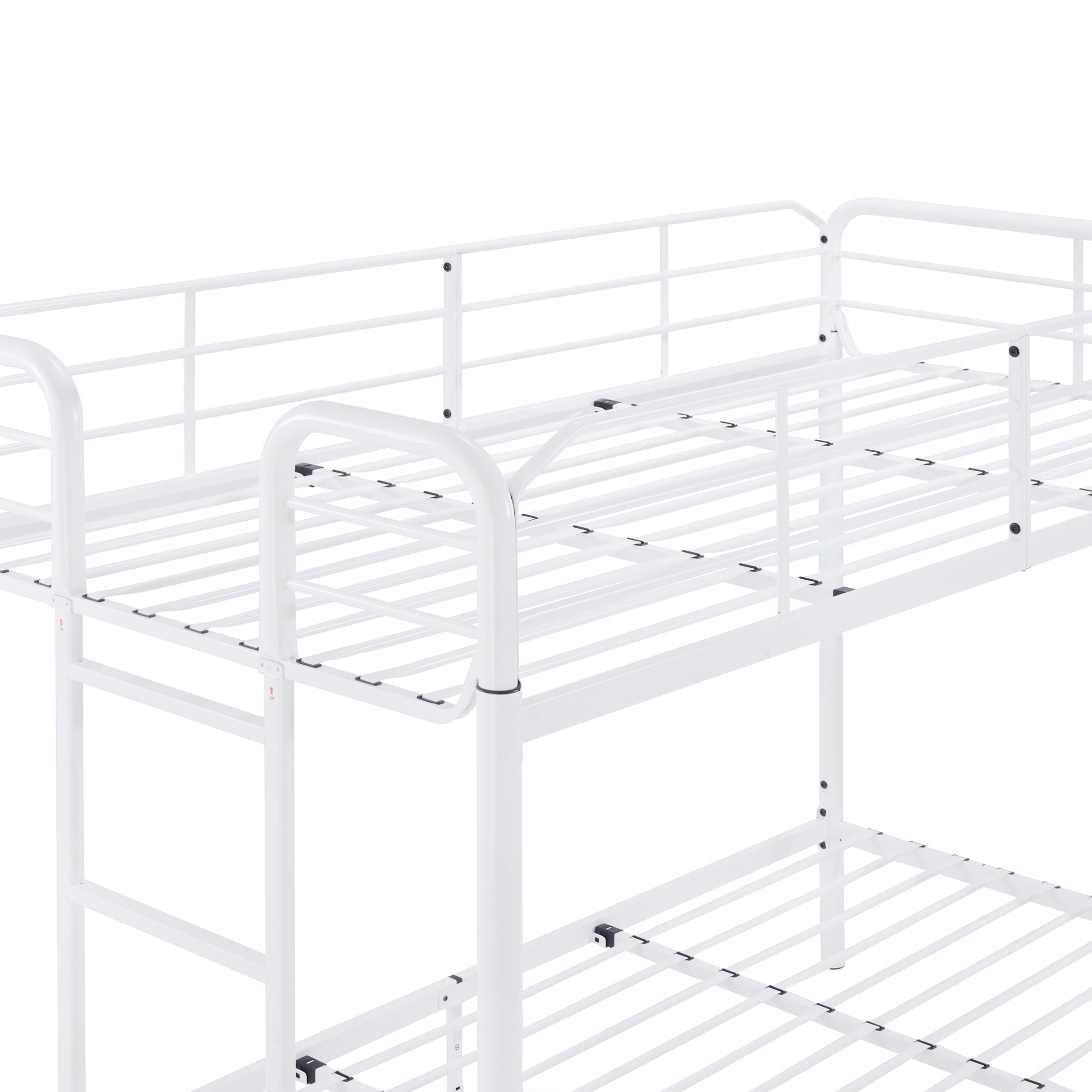(2 pack) Your Zone Kids Modern Metal Twin over Twin Bunk Bed with Guardrails, White