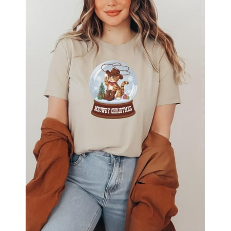 Meowdy Christmas Unisex Softstyle T-Shirt, Western Shirt, Christmas Cat Shirt, Meowdy Partner, Holiday Tee