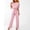 *Pink, variant on ClodeEU Women Short Sleeve Playsuit Clubwear Straight Leg Jumpsuit With Belt Pink,Womens Plus M