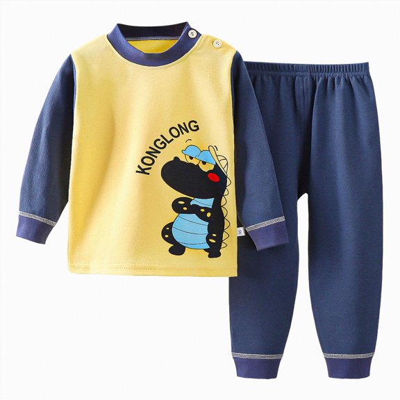 Futezty Toddler Boys Girls Clothes Fall Winter Outfit Sets, Baby Boy Girl Long Sleeve Round Neck Cartoon Elastic Waist 6M 9M 12M 2T 3T 4T 2 Piece Pajama Set