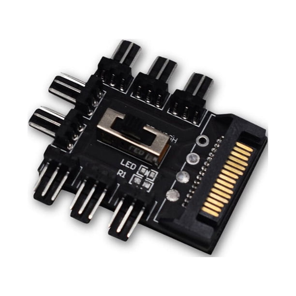 Monstrate Hub de ventilador de placa base de computadora, divisor de 1 a 8 vías, controlador de velocidad de enfriamiento, adaptador de toma de Juegos de teclado y mouse para computadora No.01