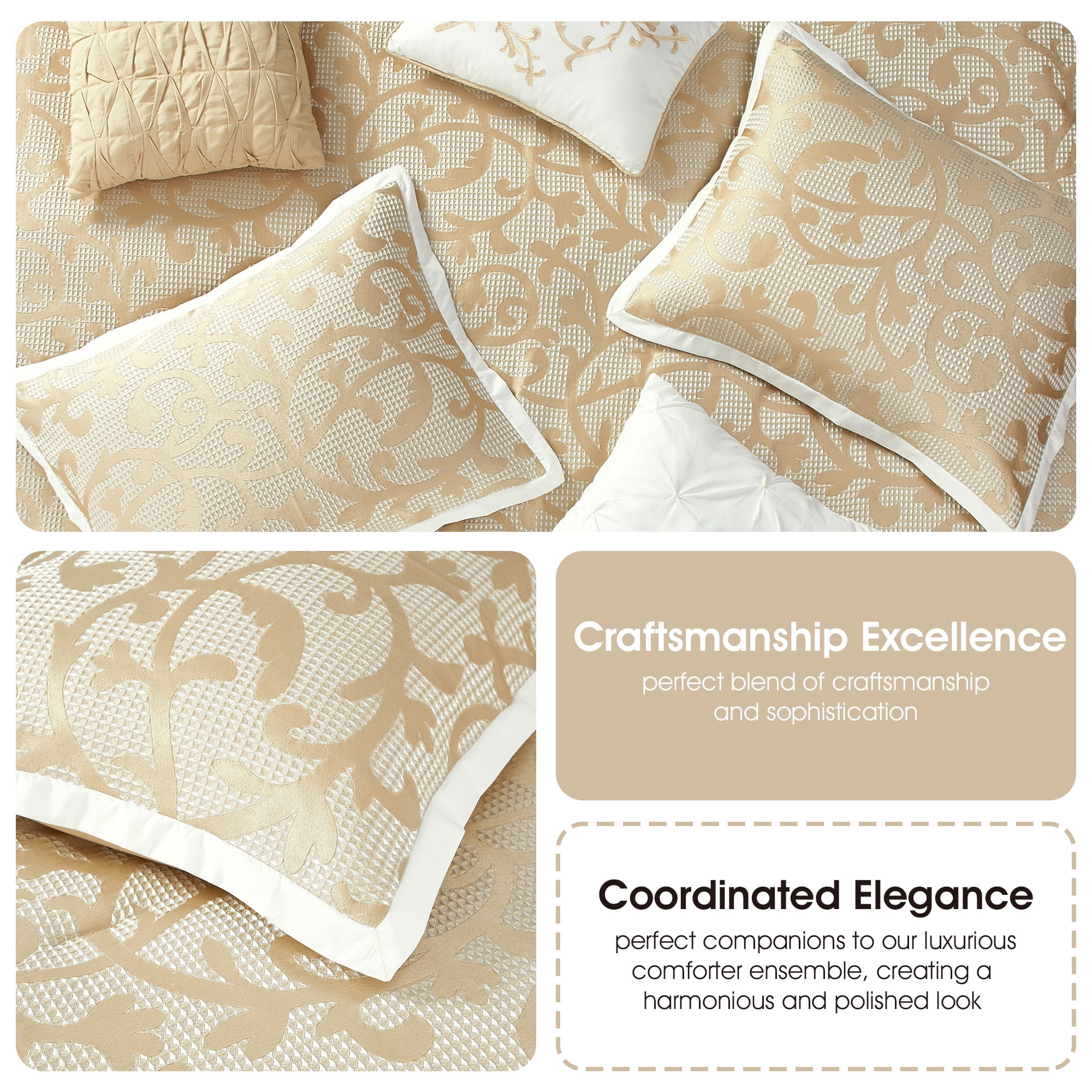 Lanco Taupe Paisley Comforter Set King Size, 16 Piece, Jacquard Bedding Sets & Collections, Matching Flat Sheet, Fitted Sheet, Pillow Shams , Bedskirt , Curtains