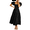 Black, variant on Eternatastic Women Puff Sleeve Square Neck Dresses High Waist A-Line Casual Backless Midi Dress