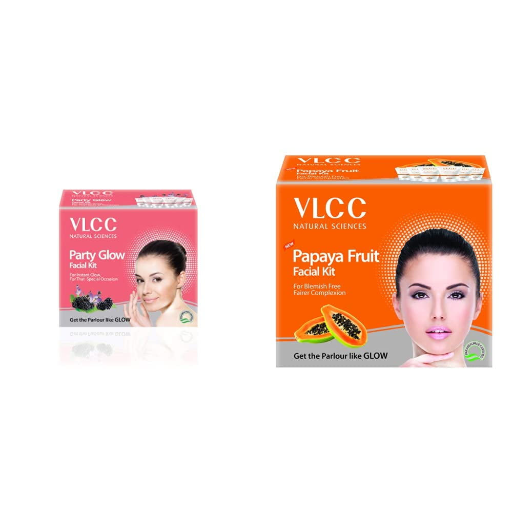 VLCC Party Glow Facial Kit, 60g And VLCC Papaya Fruit Facial Kit, 60g And  VLCC Natural Sciences Pearl Facial Kit, 60g 