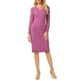 thumbnail image 1 of Vestido Midi de Cóctel de Encaje Floral con Manga Larga Transparente en V para Mujeres Chic XL Fucsia, 1 of 5