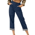 thumbnail image 5 of TaTaai Womens Casual Stripe Pants Cotton Linen Blend 7/8 Length Drawstring Waist Loose Fit Capri Trousers for Spring Summer Daily Wear Gift, 5 of 9
