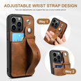 thumbnail image 6 of for iPhone 14 Pro Max Case, PU Leather Wallet Case Back with Elastic Card Slot Magnetic Clasp Kickstand Hand Strap Protective Cover for iPhone 14 Pro Max 6.7 inch 2022 (Brown), 6 of 17