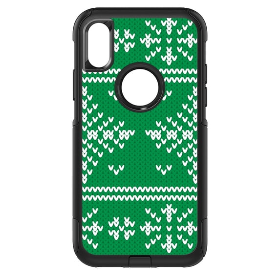 DistinctInk Custom SKIN / DECAL compatible with OtterBox Commuter for iPhone XR (6.1" Screen) - Green White Ugly Christmas Sweater - Christmas All Year