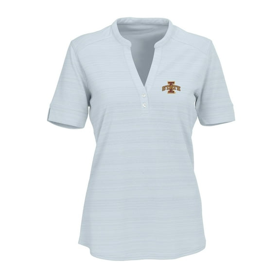 Women's Silver Iowa State Cyclones Strata Textured Henley Shirt
