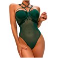 thumbnail image 2 of HUPOM Panties for Women Sexy Mid Waist Tie Jumpsuit Sleep Underwear on Clearance Green Size S, 2 of 9