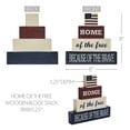 thumbnail image 3 of VHC Brands Patriotic Home Of The Free Wooden Block Stack 8x8x1.25, Independence Day Decor, Flag on on Red, White and Blue Block Stack, Printed Tropical Wood Figurine, Rectangle Shape, Creme, 3 of 6