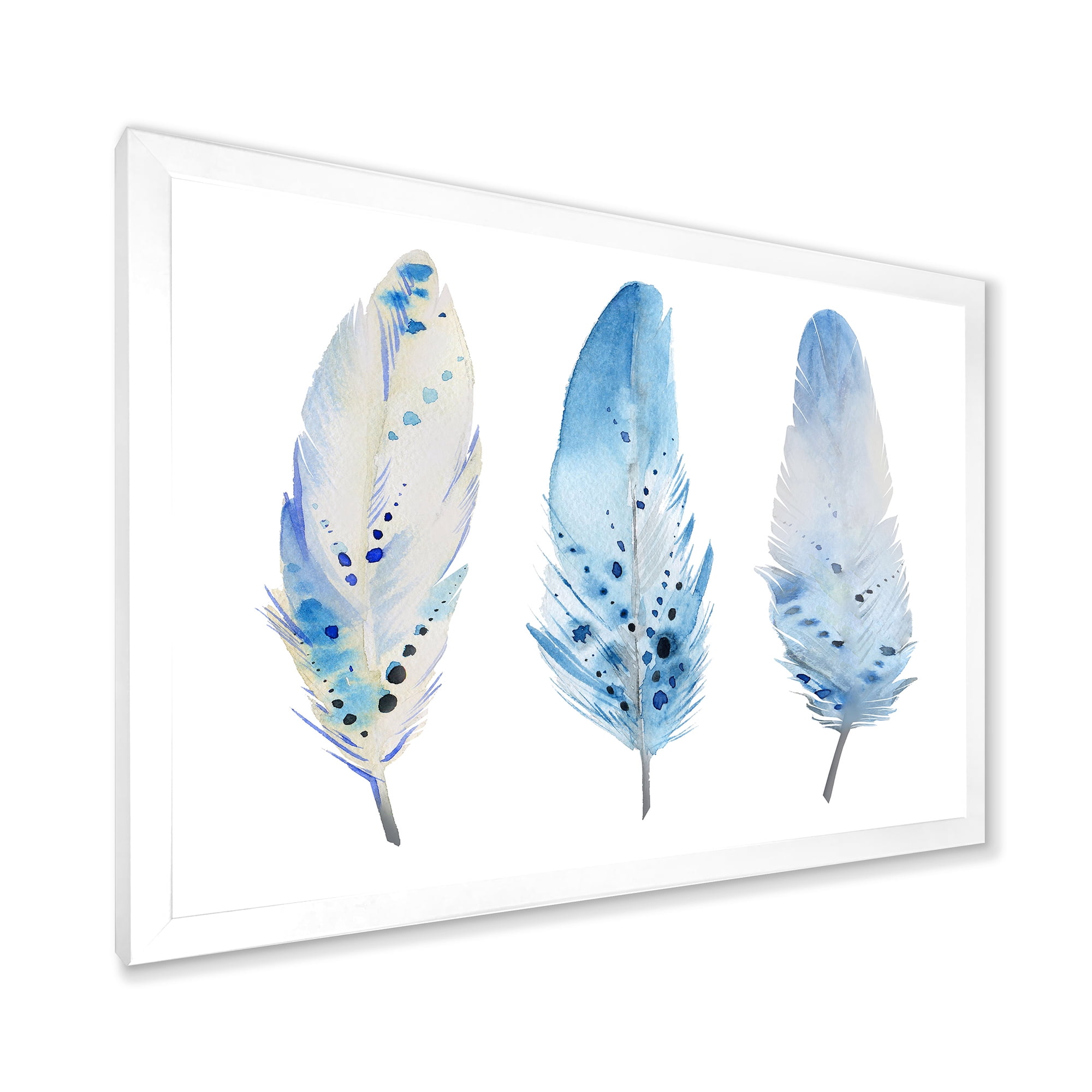 Designart 'Abstract Blue Boho Feathers II' Lake House Framed Art Print