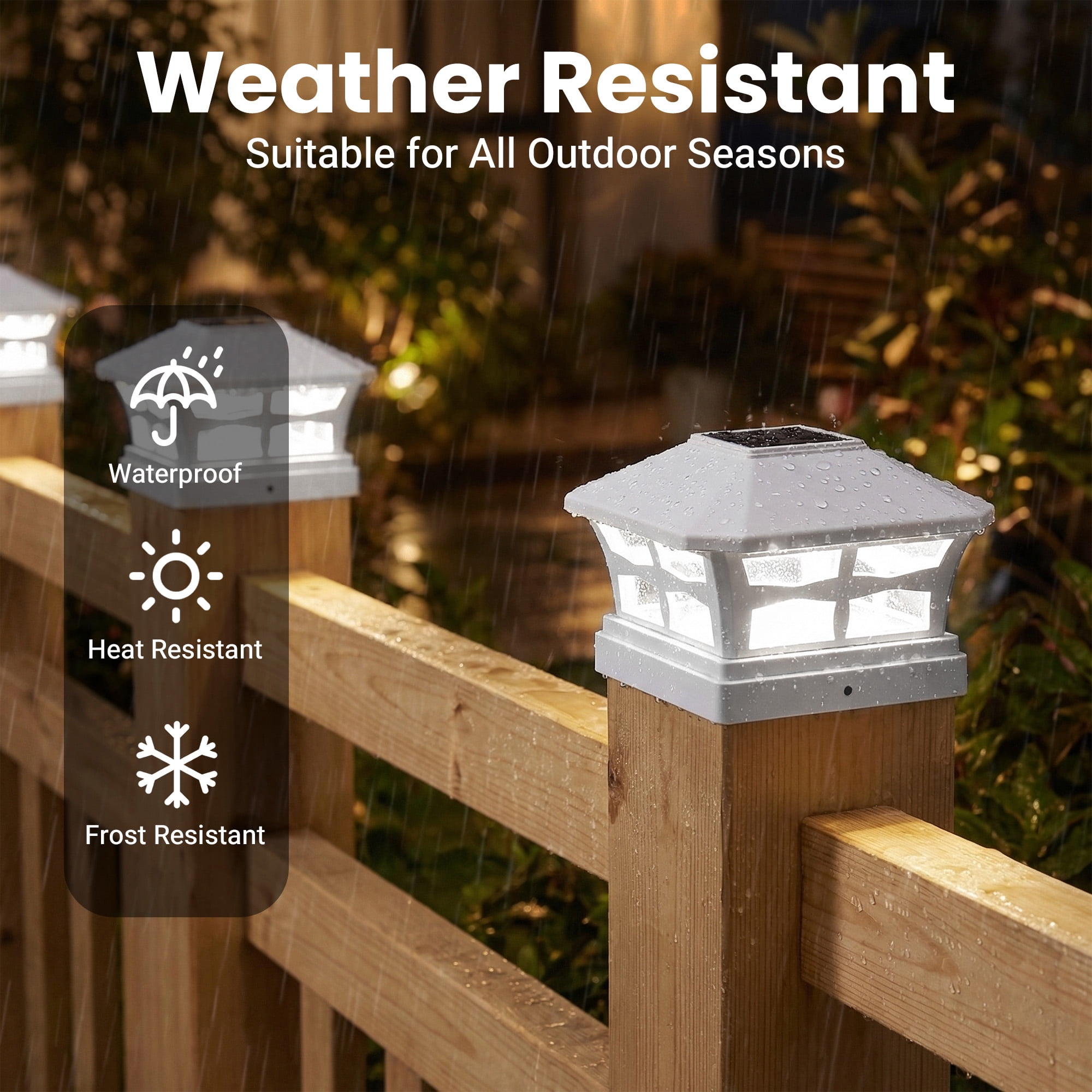DAYBETTER Solar Post Cap Lights Outdoor, 4 pack Fence Solar LED Lights, White