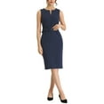 thumbnail image 1 of INSPIRE CHIC Robe Midi Élégante Sans Manches pour le Travail pour Femme, Col Rond, Moulante, Fourreau, TG Bleu Marine Foncé, 1 of 5