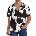 thumbnail image 7 of Lsque Cow Skin 2 print Men's Cuban Collar Short Sleeve Shirt Summer Beachwear Casual Button Down Fashionable Vacation Leisure Shirt-Small, 7 of 7