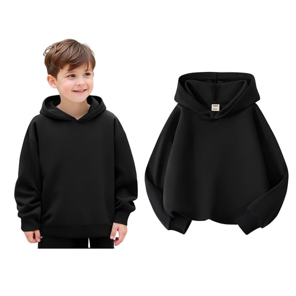 Kids Hoodies for Boys Kids Black Hoodies Casual Long Sleeve Hoodie Sweatershirt Pullover Fall Winter Clothes Little Boy Clothes 8-9 Years
