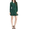 thumbnail image 3 of INSPIRE CHIC Women's Polka Dots Notched Lapel V Neck Button Up Shirt Dress M Green, 3 of 7