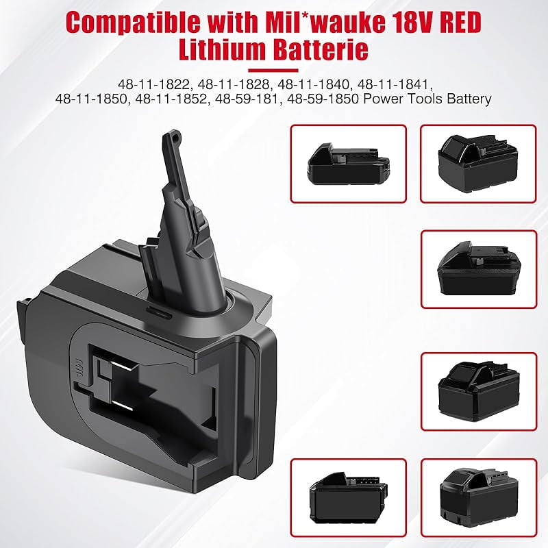 2-in-1 V7/V8 Double Battery Adapter,for Mil*wau*kee 18V M-18 Battery Work for Dy*son V7+V8 Series Vacuum Cleaner,Higher Power and Longer Working Time