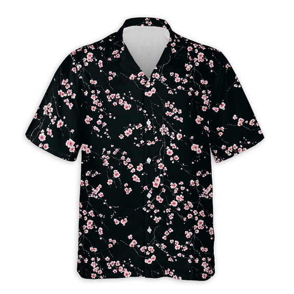 Netecom Cherry Blossom Hawaiian Shirt for Men, Japanese Button Down Summer Beach Short Sleeve, Floral Style, Sizes S-5XL